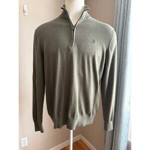 Brooks Brothers Olive Green Supima Cotton Quarter Zip Sweater Men’s Size Large